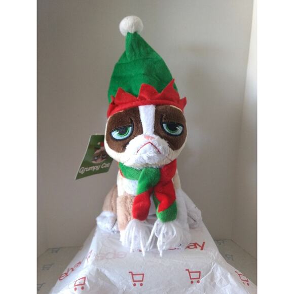 Grumpy Cat Christmas Elf Hat Plush - 7" - Picture 1 of 2